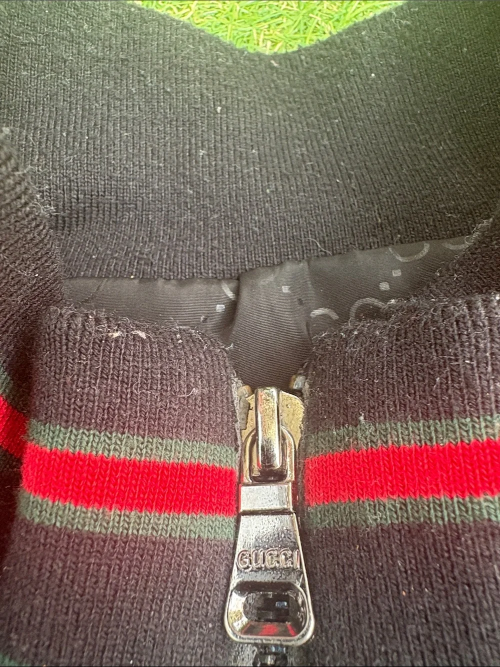 Gucci Black Bomber Jacket with Red & Green Trim